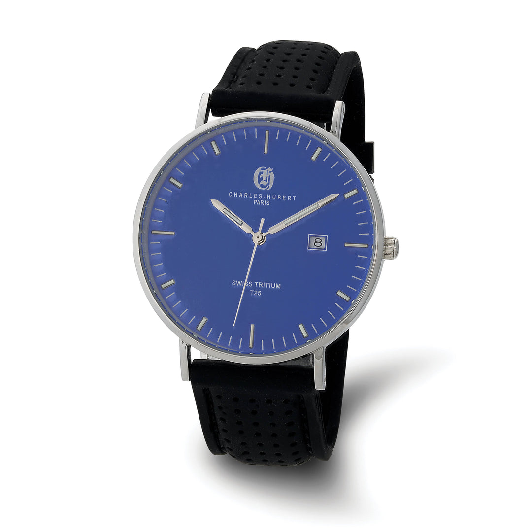 Lovely Rita's Watch Charles Hubert Classic SS Bands Tritium Blue Dial Polished Watch