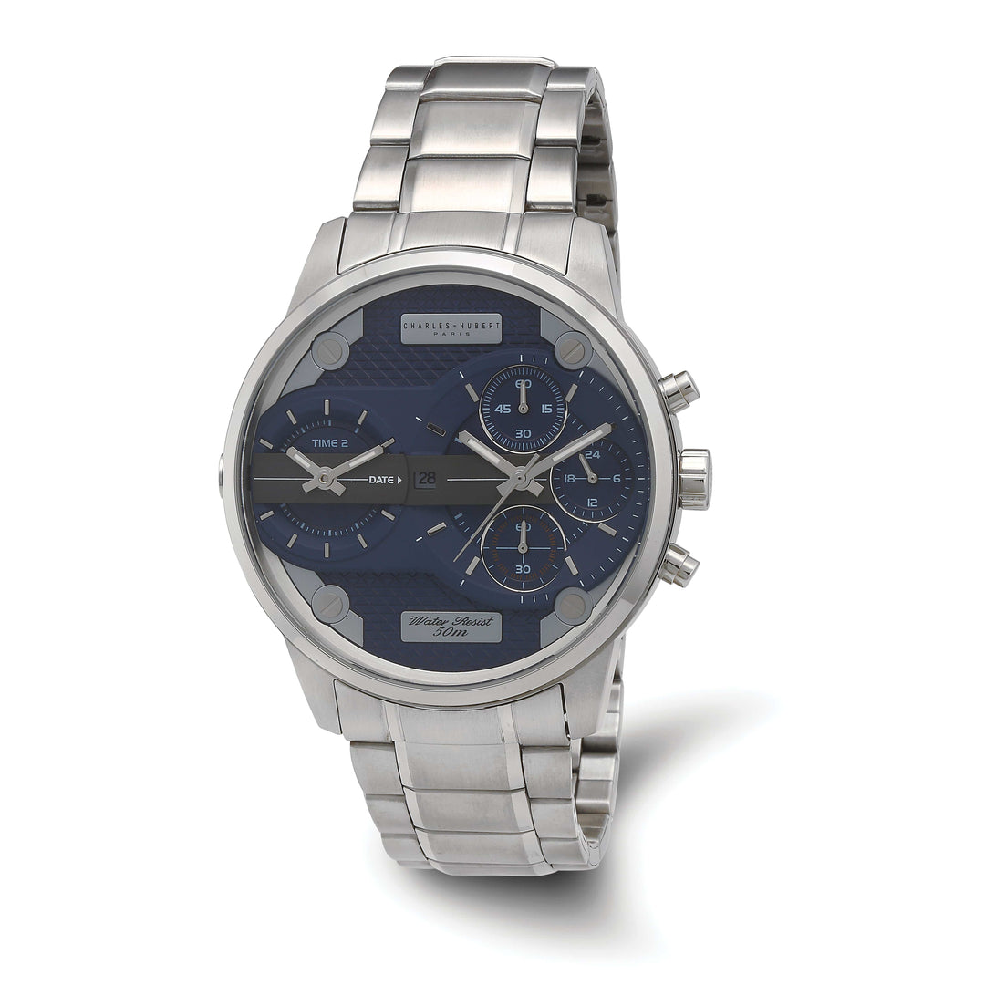 Lovely Rita's Watch Charles Hubert Classic SS Blue Dial Dual Time Chronograph Watch