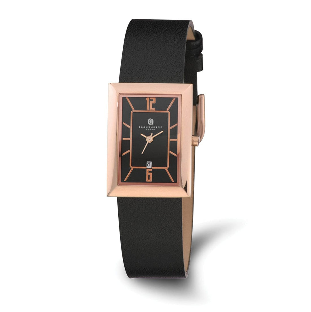 Lovely Rita's Watch Charles Hubert Classic SS Rose Black Rectangle Dial Quartz Watch