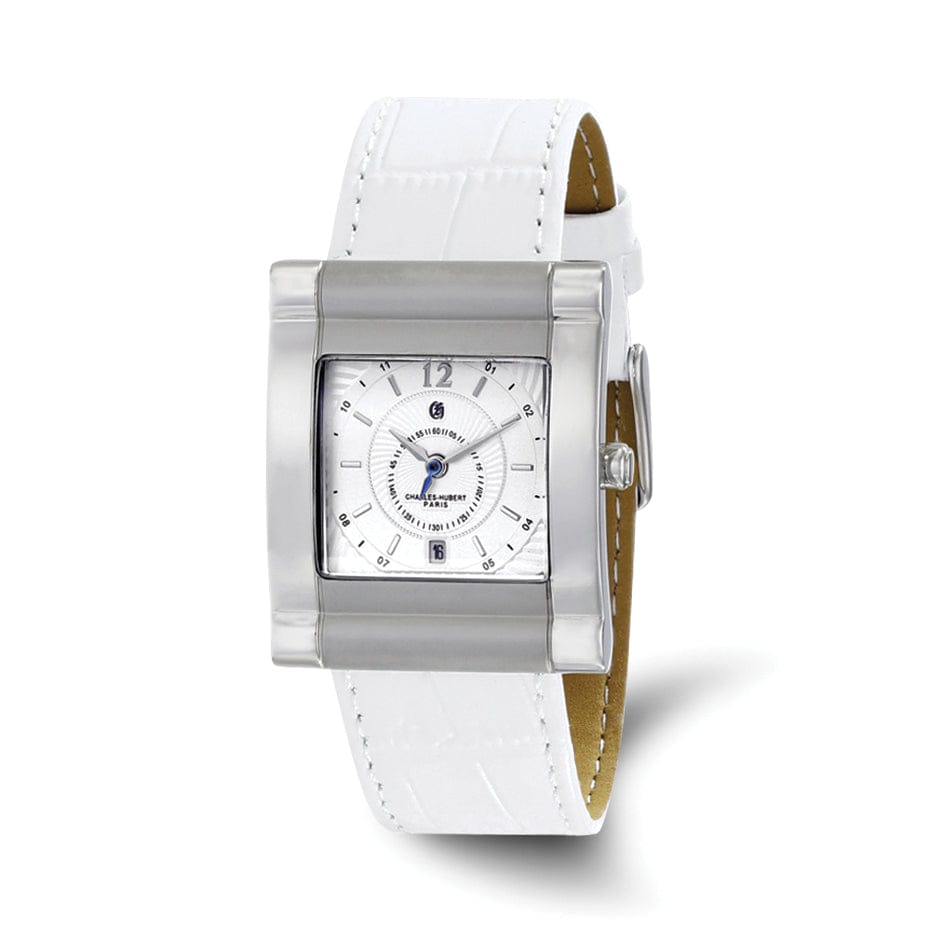 Lovely Rita's Watch Charles Hubert Classic SS White Dial with Date Leather Band Watch