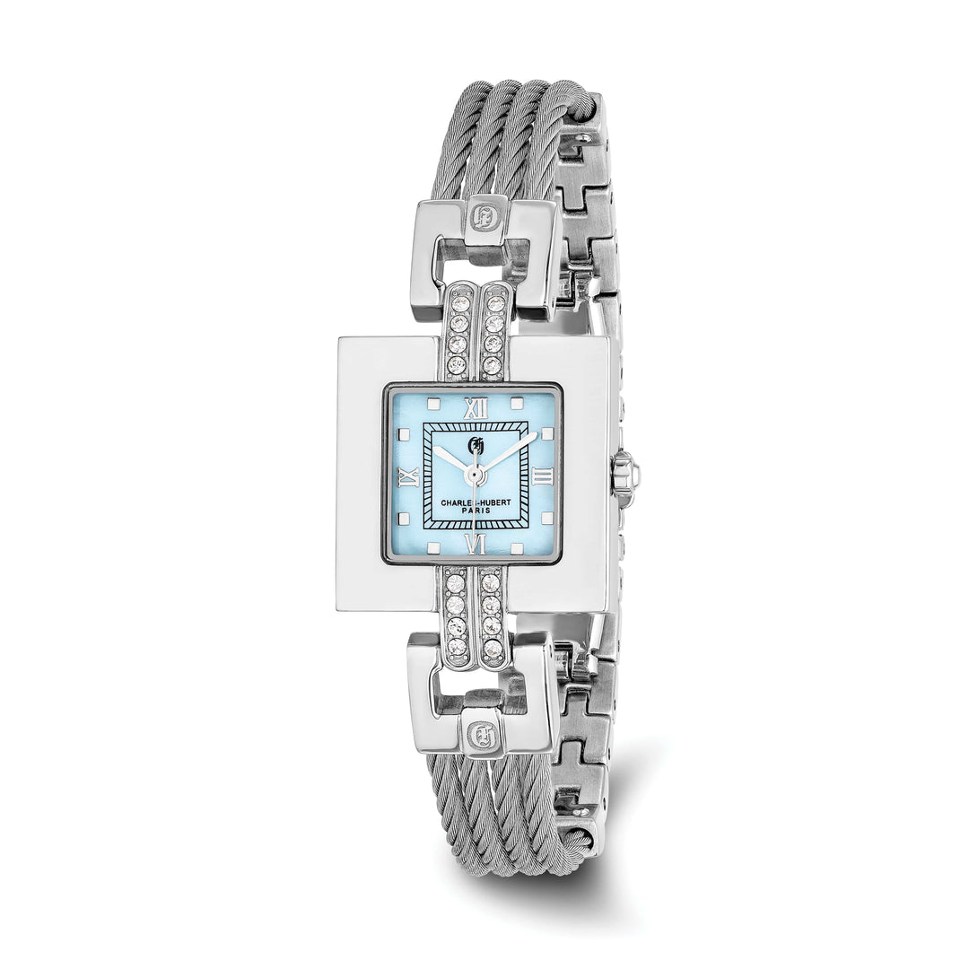 Lovely Rita's Watch Charles Hubert Classic SS Wire Bangle Light Blue MOP Dial Watch