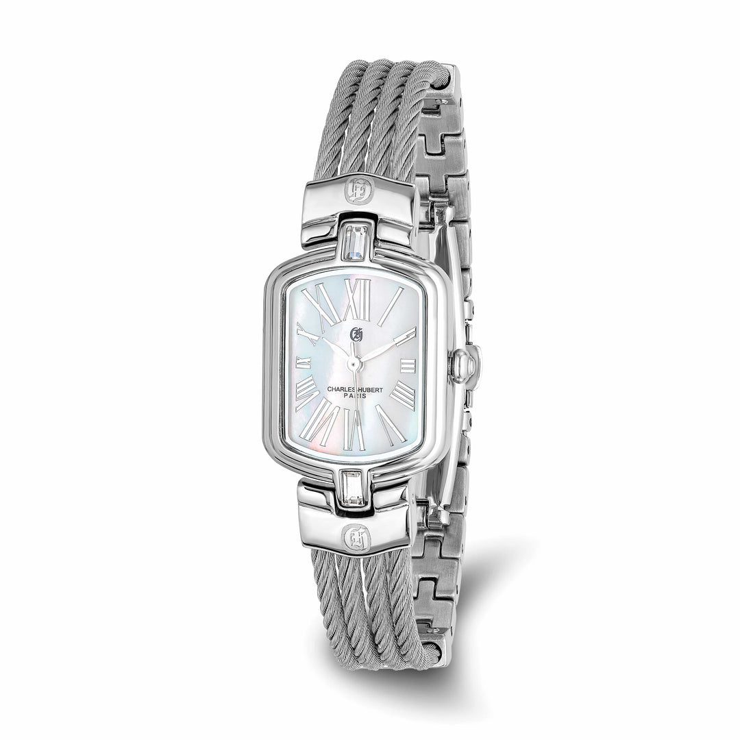Lovely Rita's Watch Charles Hubert Classic SS Wire Bangle White MOP Dial Polished Watch