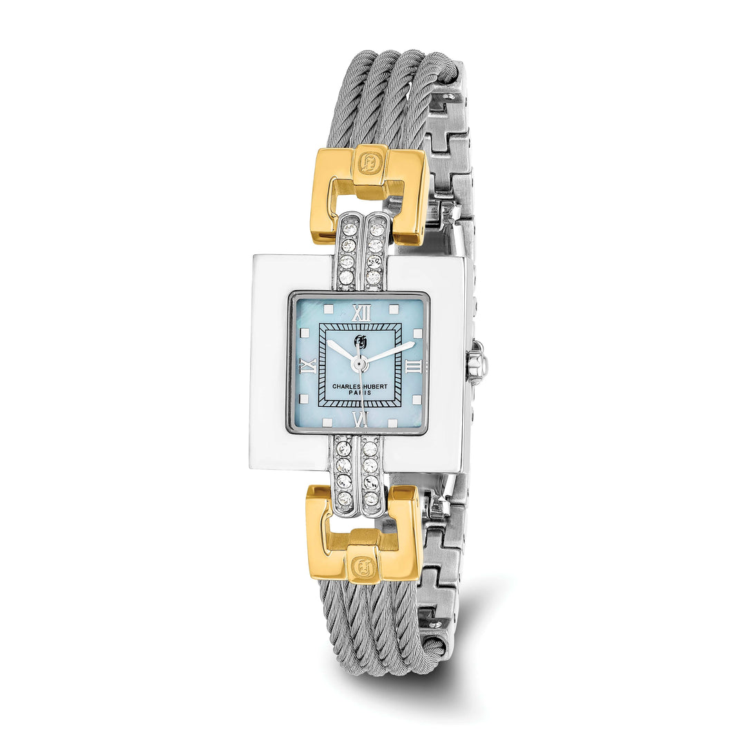 Lovely Rita's Watch Charles Hubert Classic Two-tone MOP Dial SS Wire Bangle Polished Watch