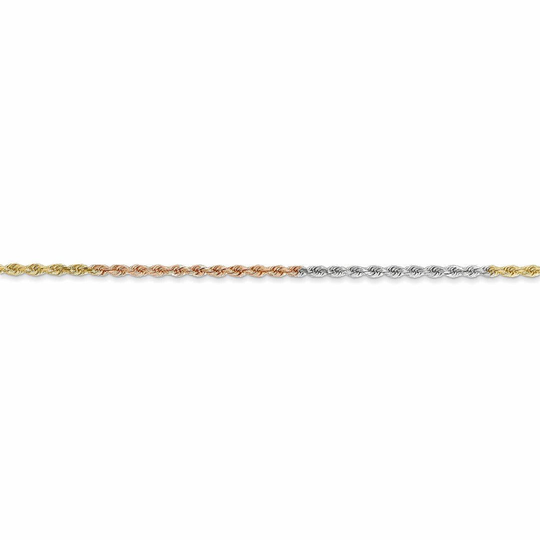 14k Tri Color Gold 1.5mm Diamond Cut Rope Chain