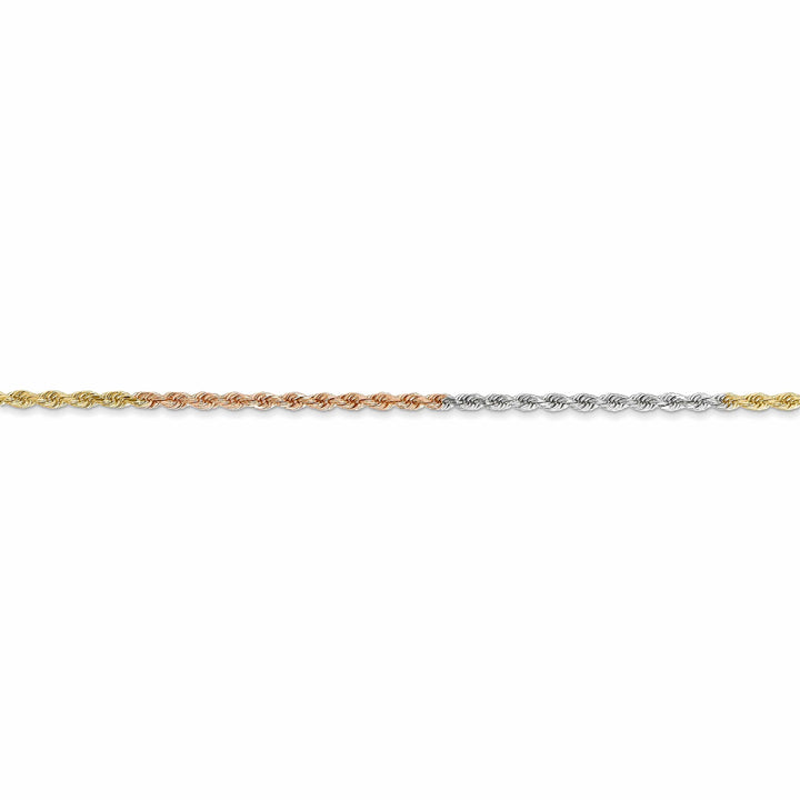 14k Tri Color Gold 1.5mm Diamond Cut Rope Chain