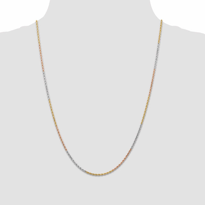 14k Tri Color Gold 1.5mm Diamond Cut Rope Chain
