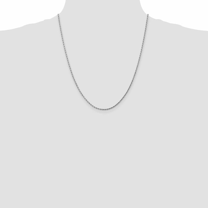 14k White Gold 1.80mm Diamond Cut Rope Chain