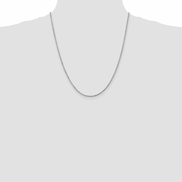 14k White Gold 2.00mm Diamond Cut Rope Chain