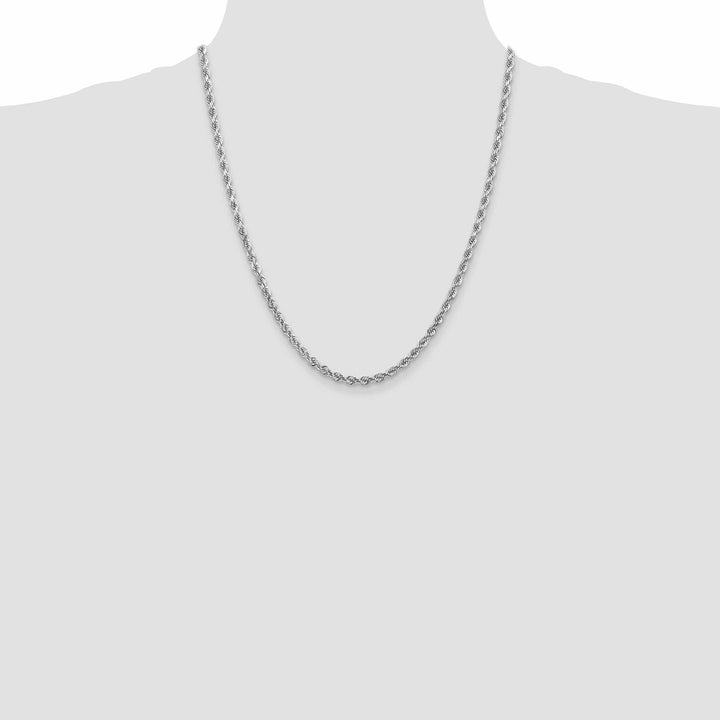14k White Gold 4.00mm Diamond Cut Rope Chain