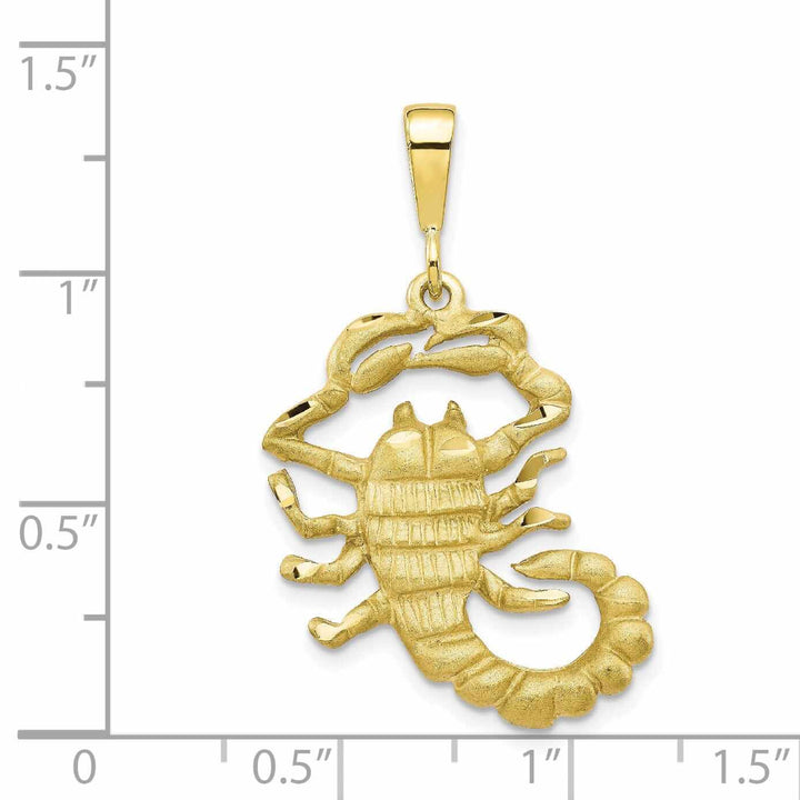 10k Yellow Gold Satin Diamond Cut Scorpio Charm