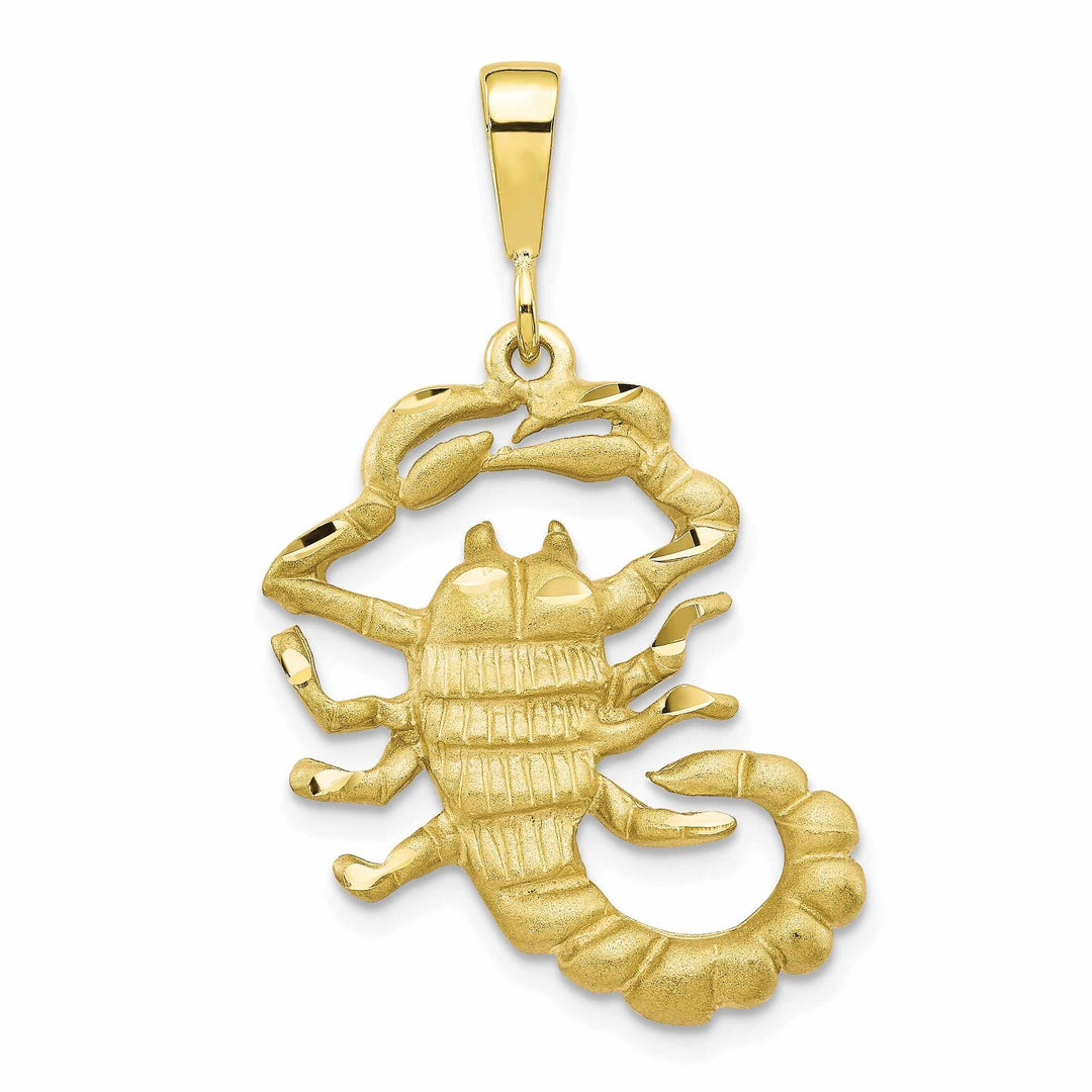 10k Yellow Gold Satin Diamond Cut Scorpio Charm