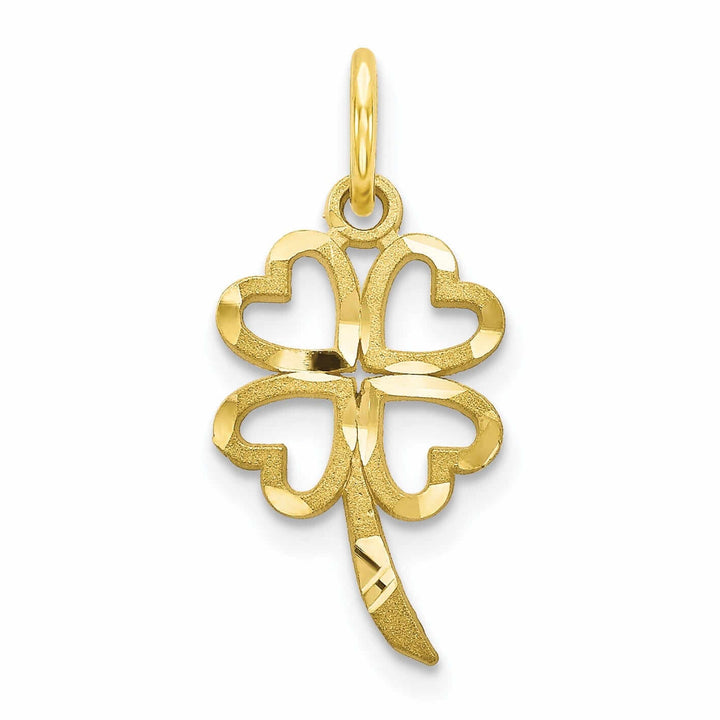 10k Yellow Gold Diamond Cut Shamrock Pendant