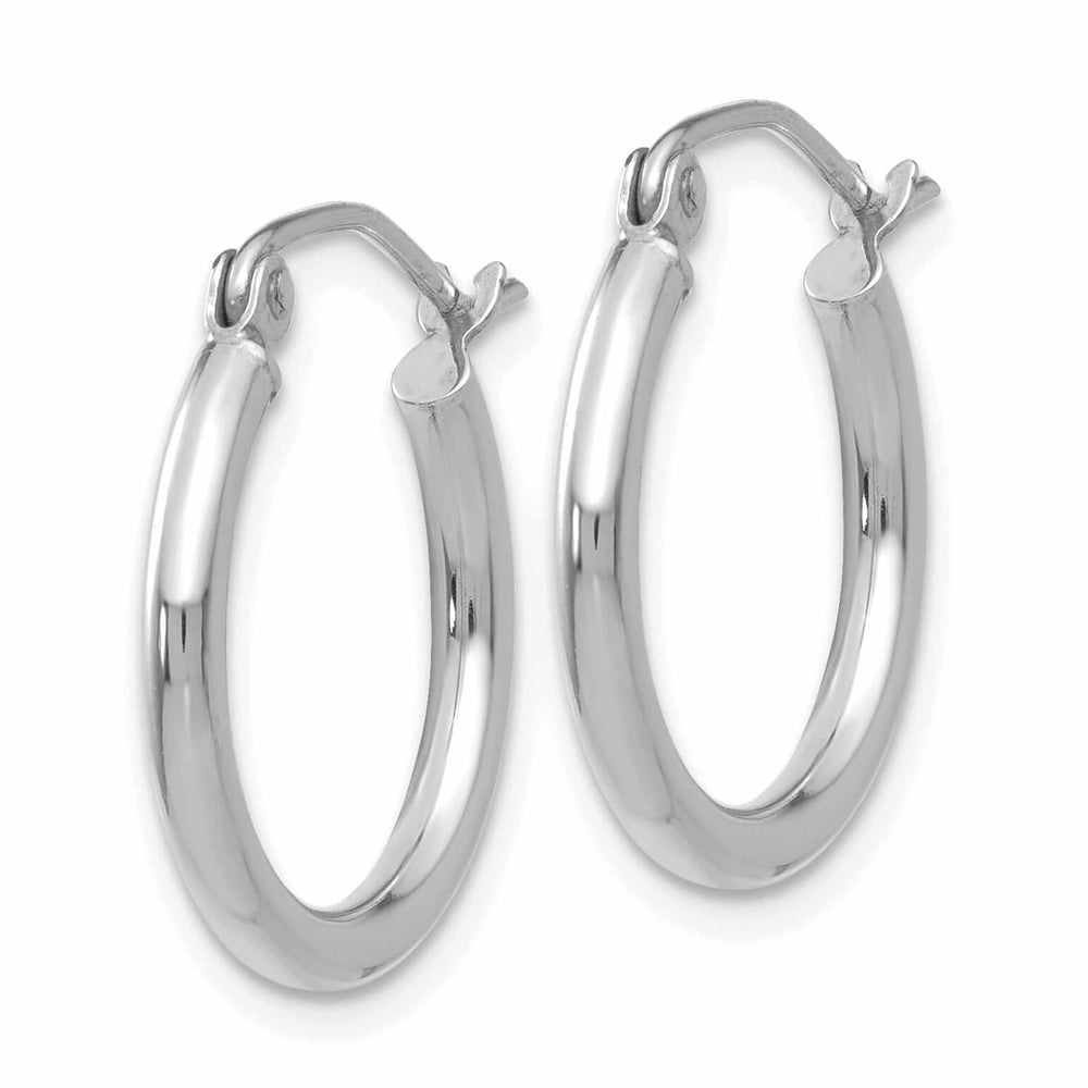 10k White Gold Polished 2MM Round Hoop Earrings