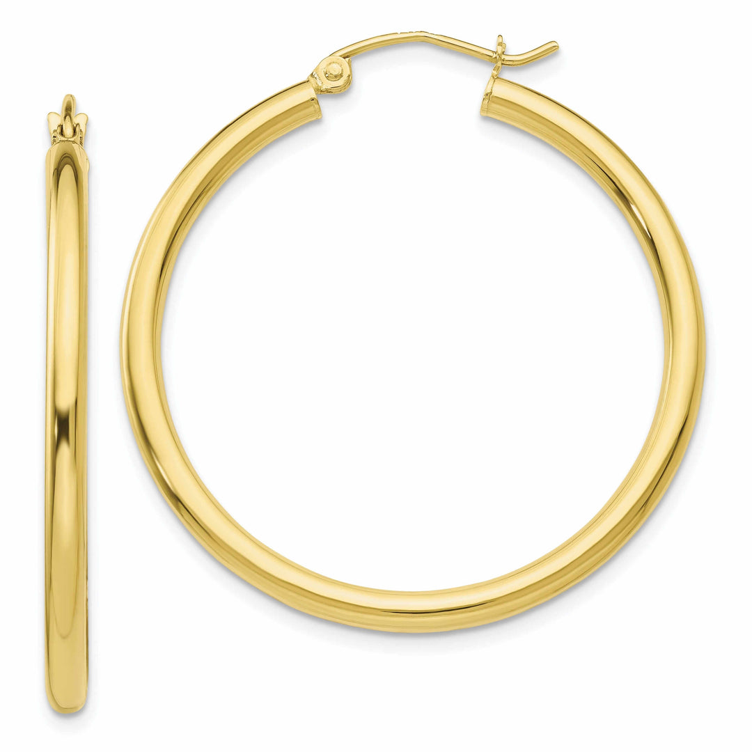 10k Yellow Gold Polished 2.5MM Round Hoop Earrings
