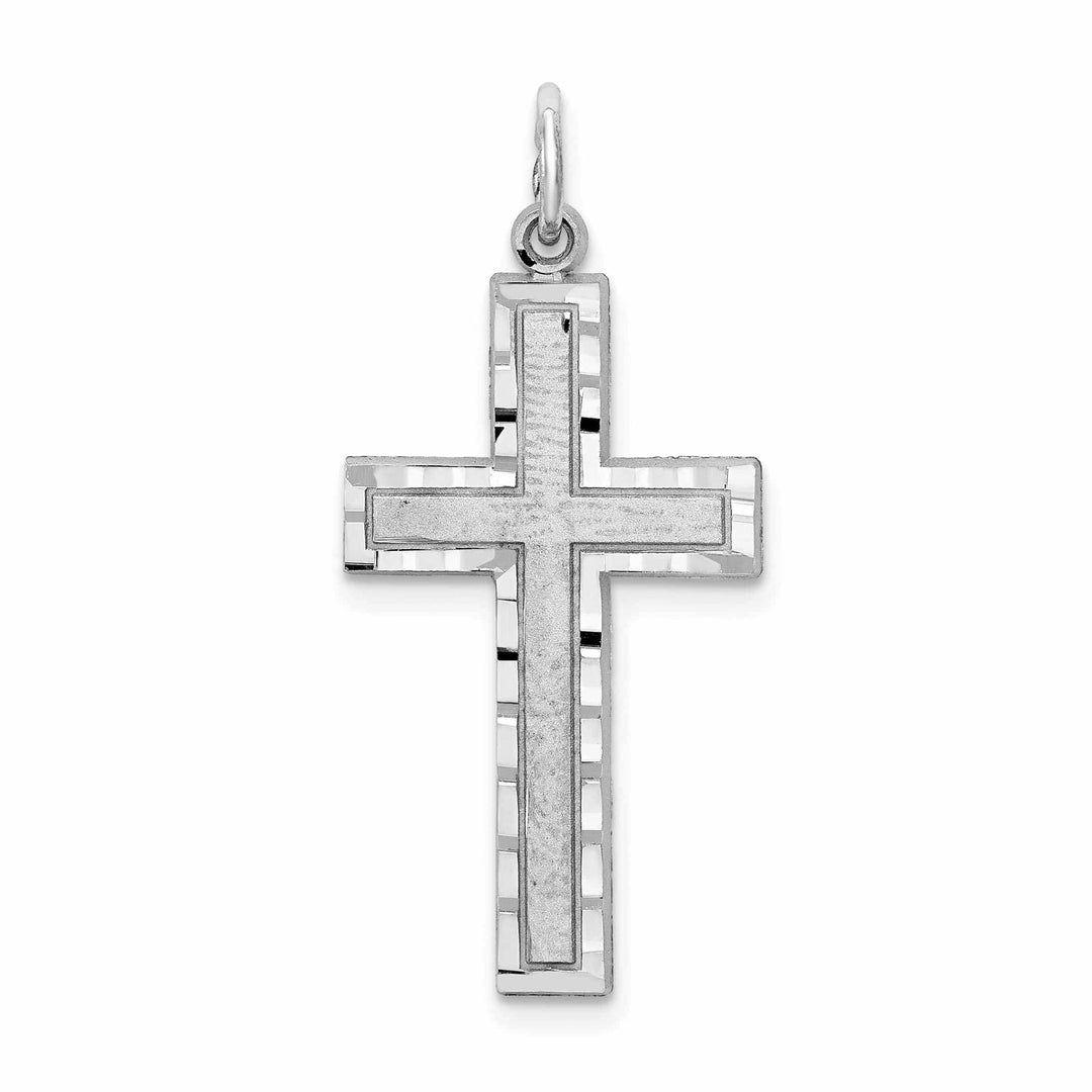 10k White Gold Diamond Cut Cross Charm