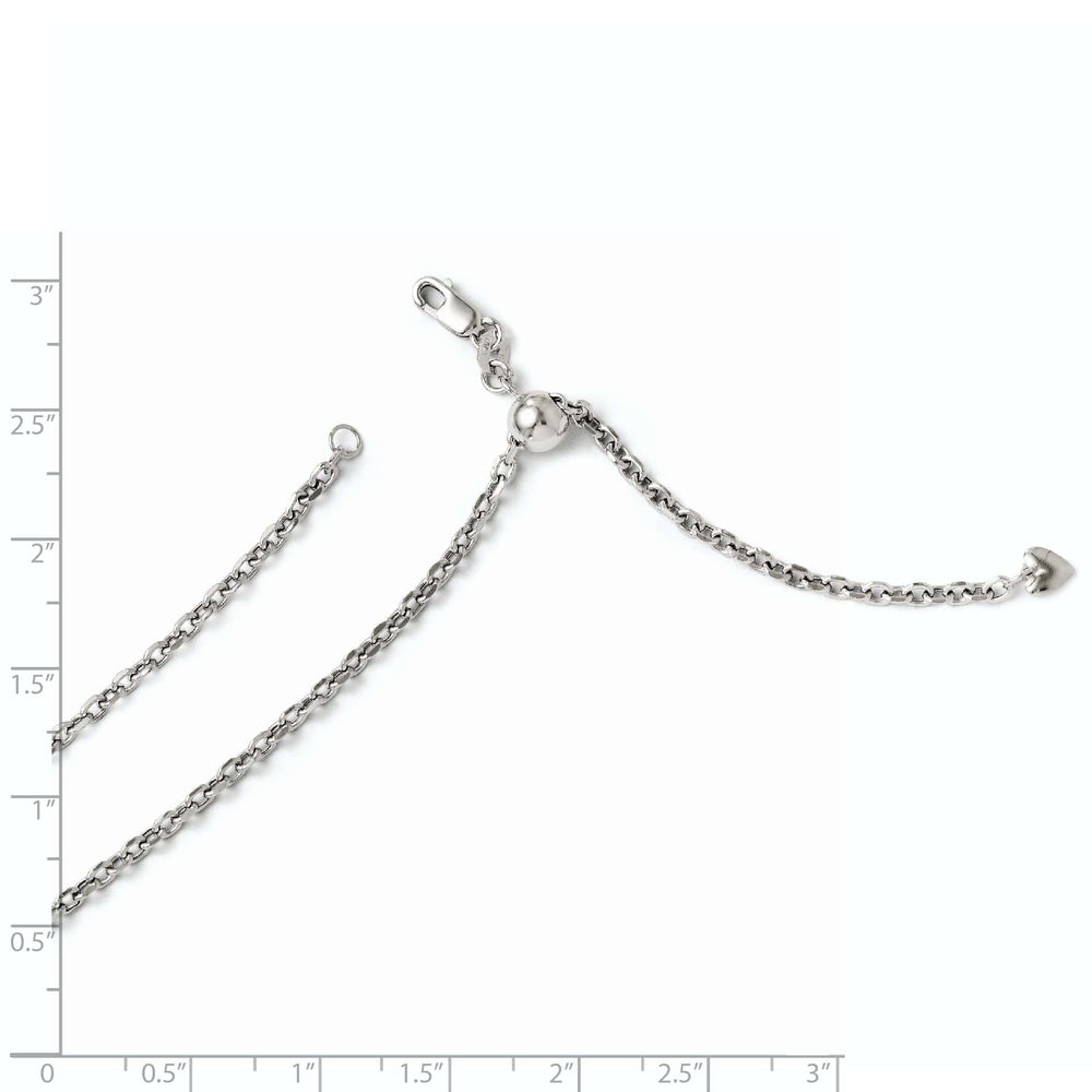 14k White Gold Adjustable Semi Solid Chain