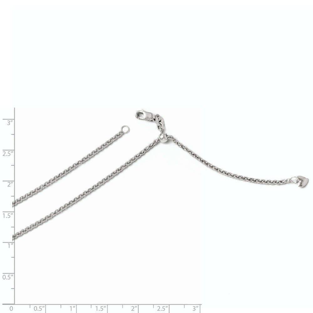 14k White Gold Adjustable Semi Solid Chain