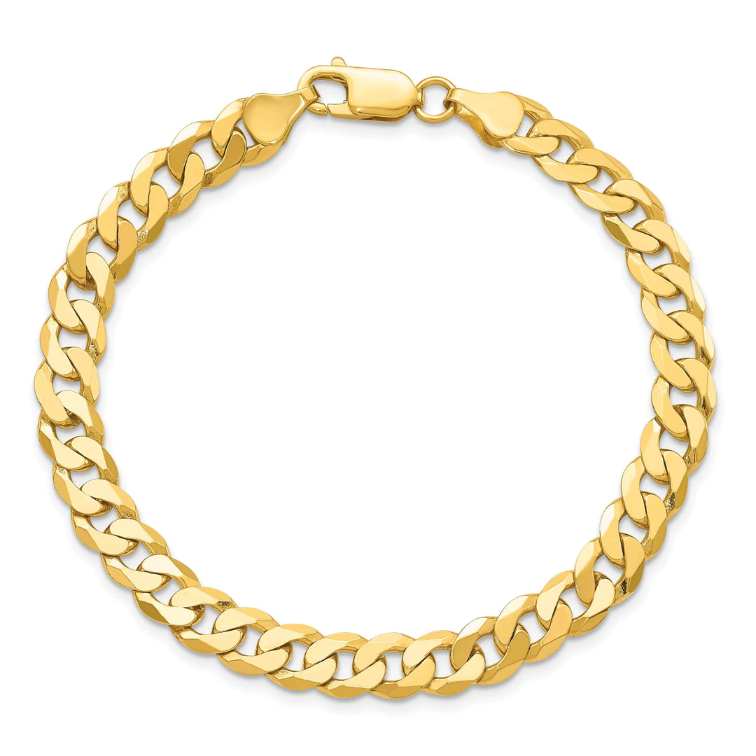14k Yellow Gold 6.75mm Beveled Curb Bracelet
