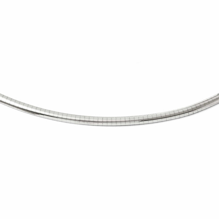 14k White Gold 4mm Domed Omega Necklace