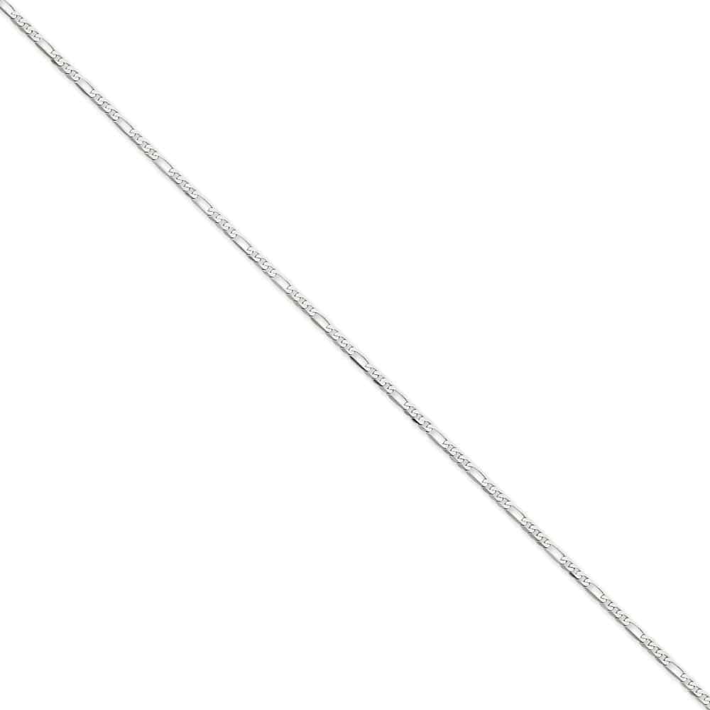 14k White Gold 2.4 MM Flat Figaro Chain