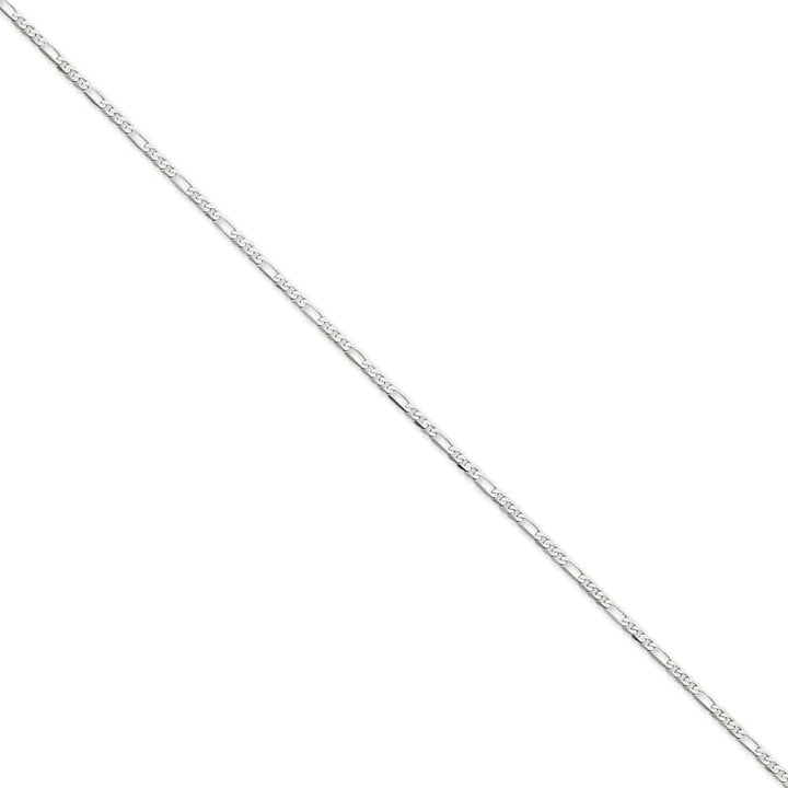 14k White Gold 2.4 MM Flat Figaro Chain