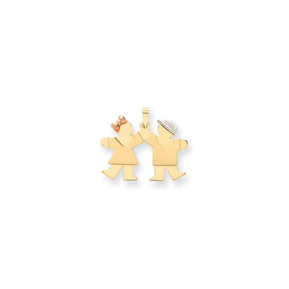 14k Tri-Color Small Girl-Boy Twins Kiss Charm