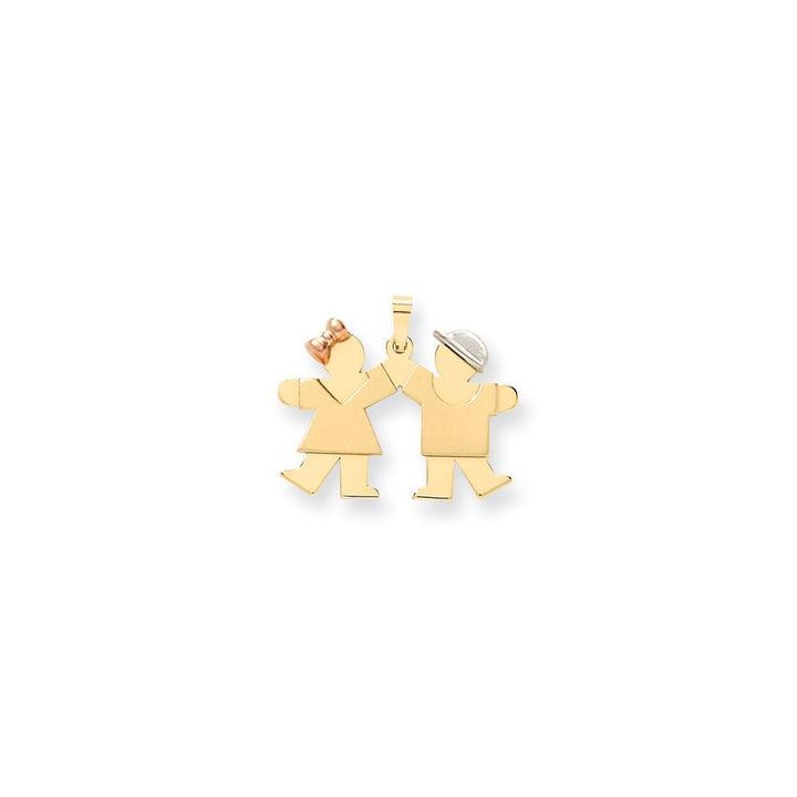 14k Tri-Color Small Girl-Boy Twins Kiss Charm