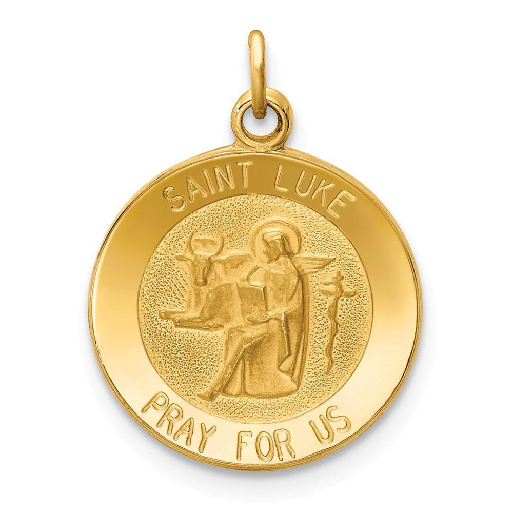 14k Yellow Gold Saint Luke Medal Pendant