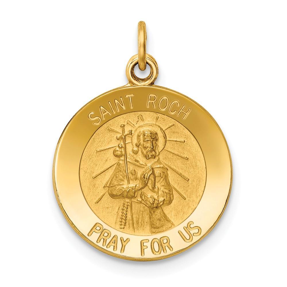 14k Yellow Gold Saint Roch Medal Pendant