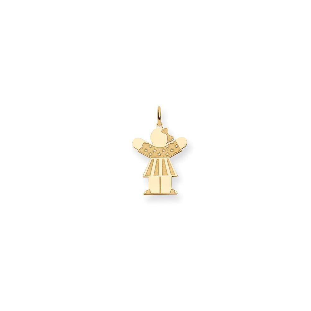14k Yellow Gold Stars Stripes Girl Love Charm