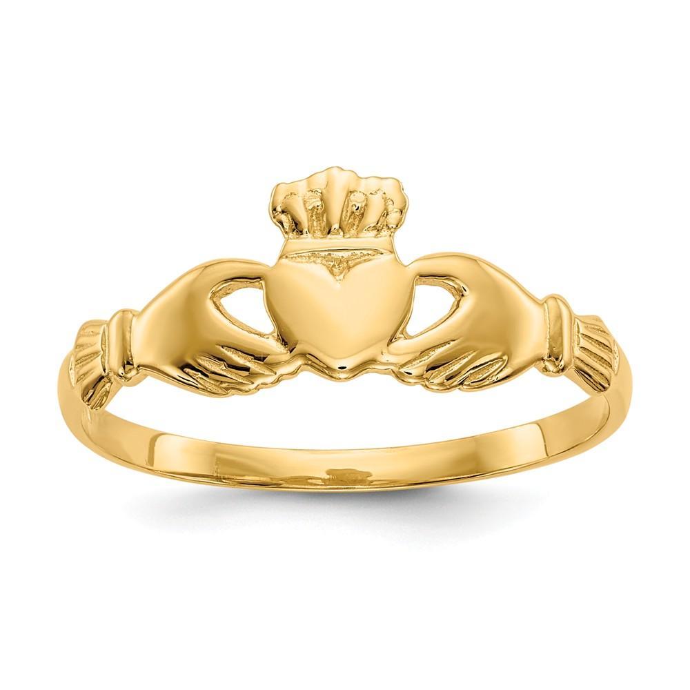 14kt ladies yellow gold claddagh ring