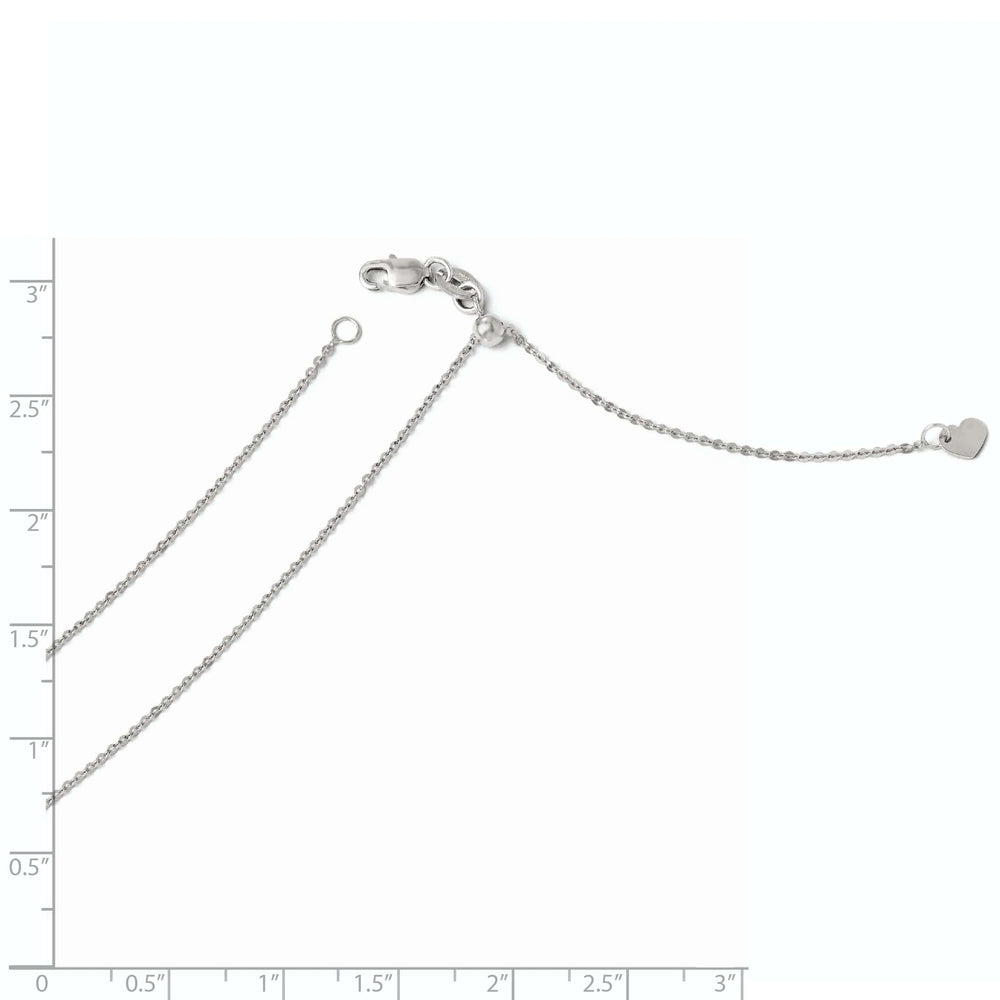 14k White Gold Adjustable Flat Cable Chain