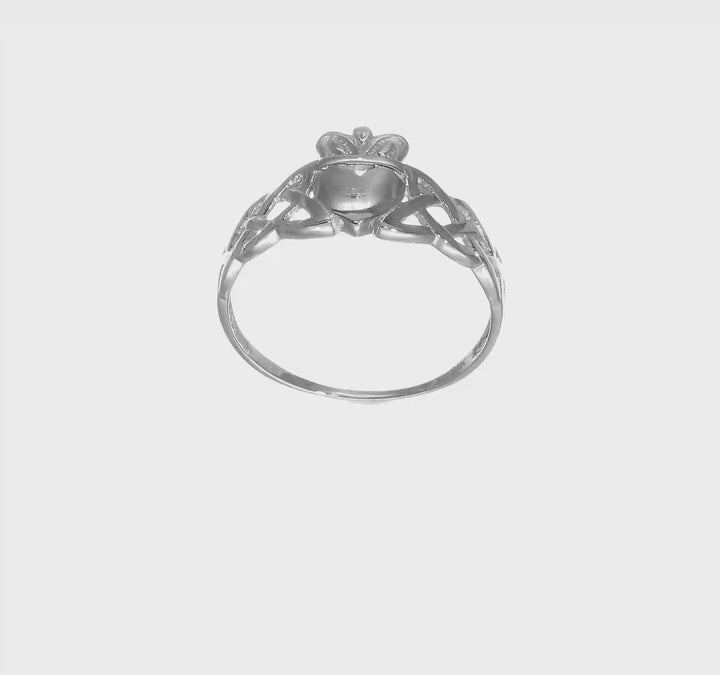 14kt white gold mens claddagh ring