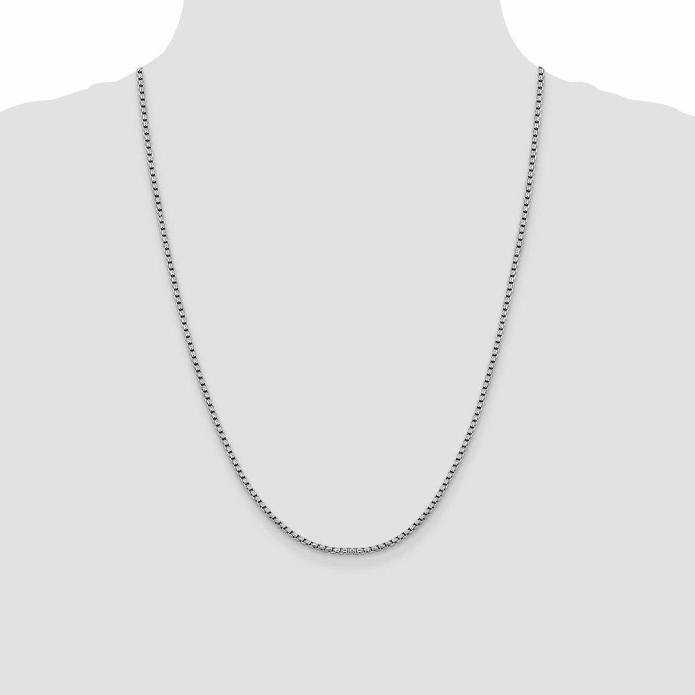 14K White Gold 2.4 mm D.C Round Box Chain