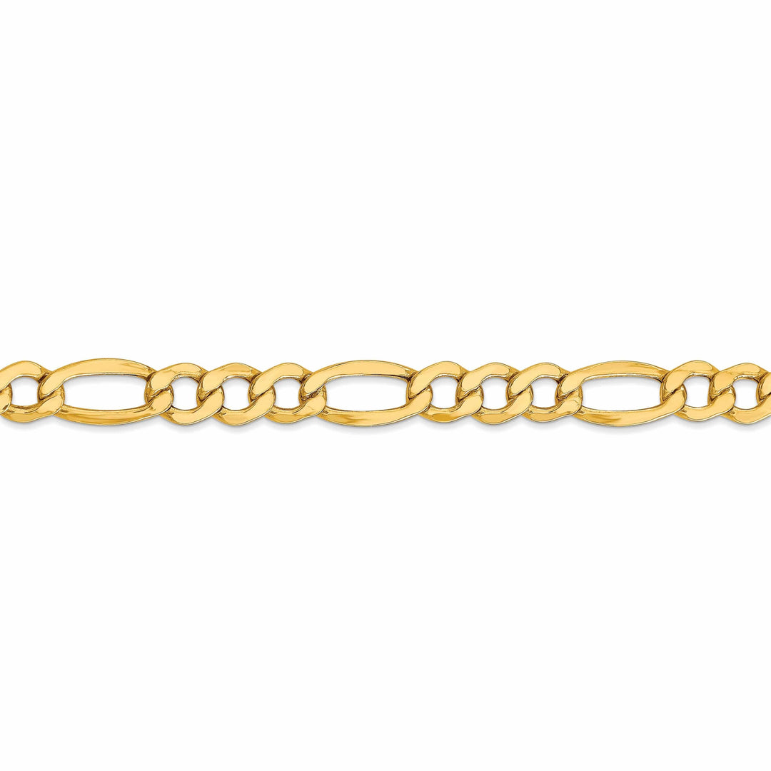 10k Yellow Gold 7.3mm Semi-Solid Figaro Chain