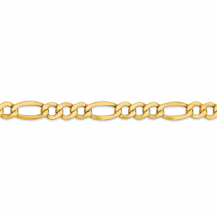 10k Yellow Gold 7.3mm Semi-Solid Figaro Chain