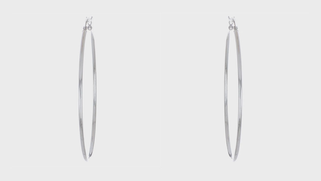 Sterling Silver Polished Hinged Hoop Earrings