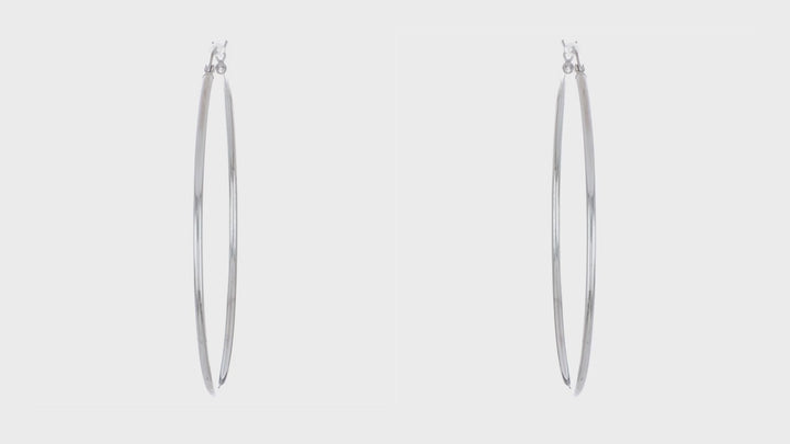 Sterling Silver Polished Hinged Hoop Earrings