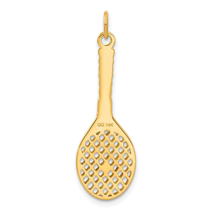 14k Yellow Gold Tennis Racquet Pearl Pendant