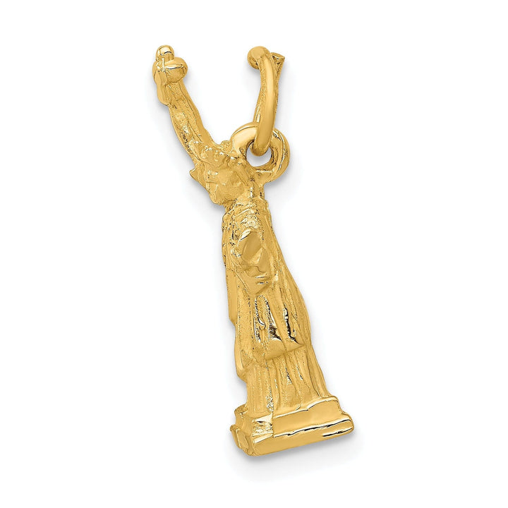 14k Yellow Gold Polished Texture Finish 3-Dimensional Statue Of Liberty Charm Pendant