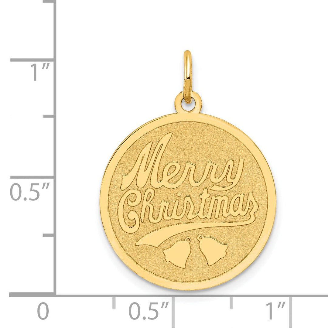 14k Yellow Gold Merry Christmas Disc Pendant