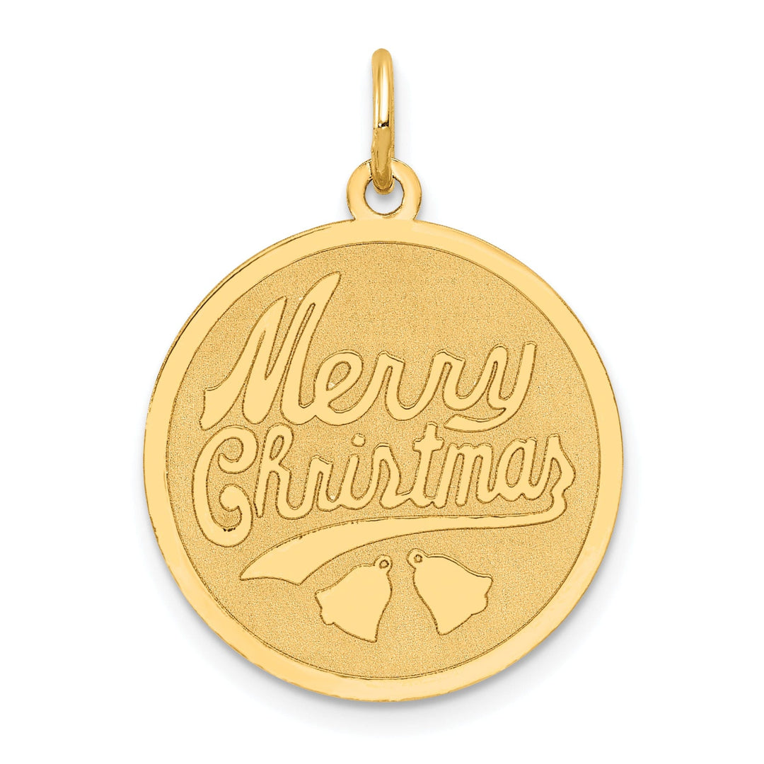 14k Yellow Gold Merry Christmas Disc Pendant