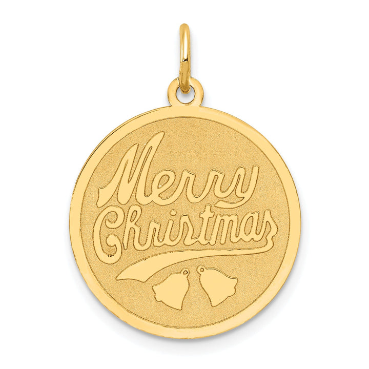 14k Yellow Gold Merry Christmas Disc Pendant