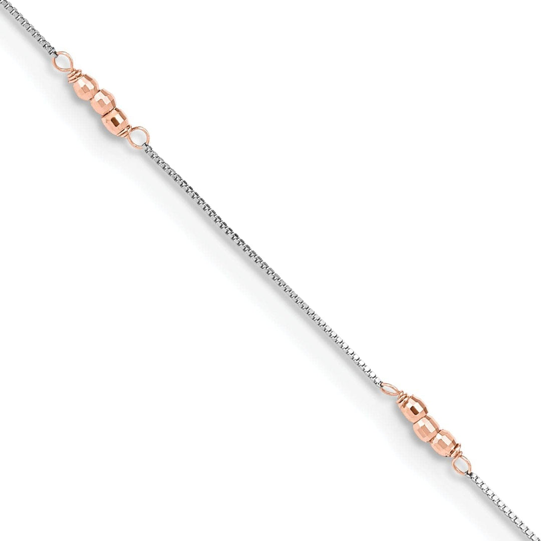 14k Two-tone Gold Mirror Beaded Anklet