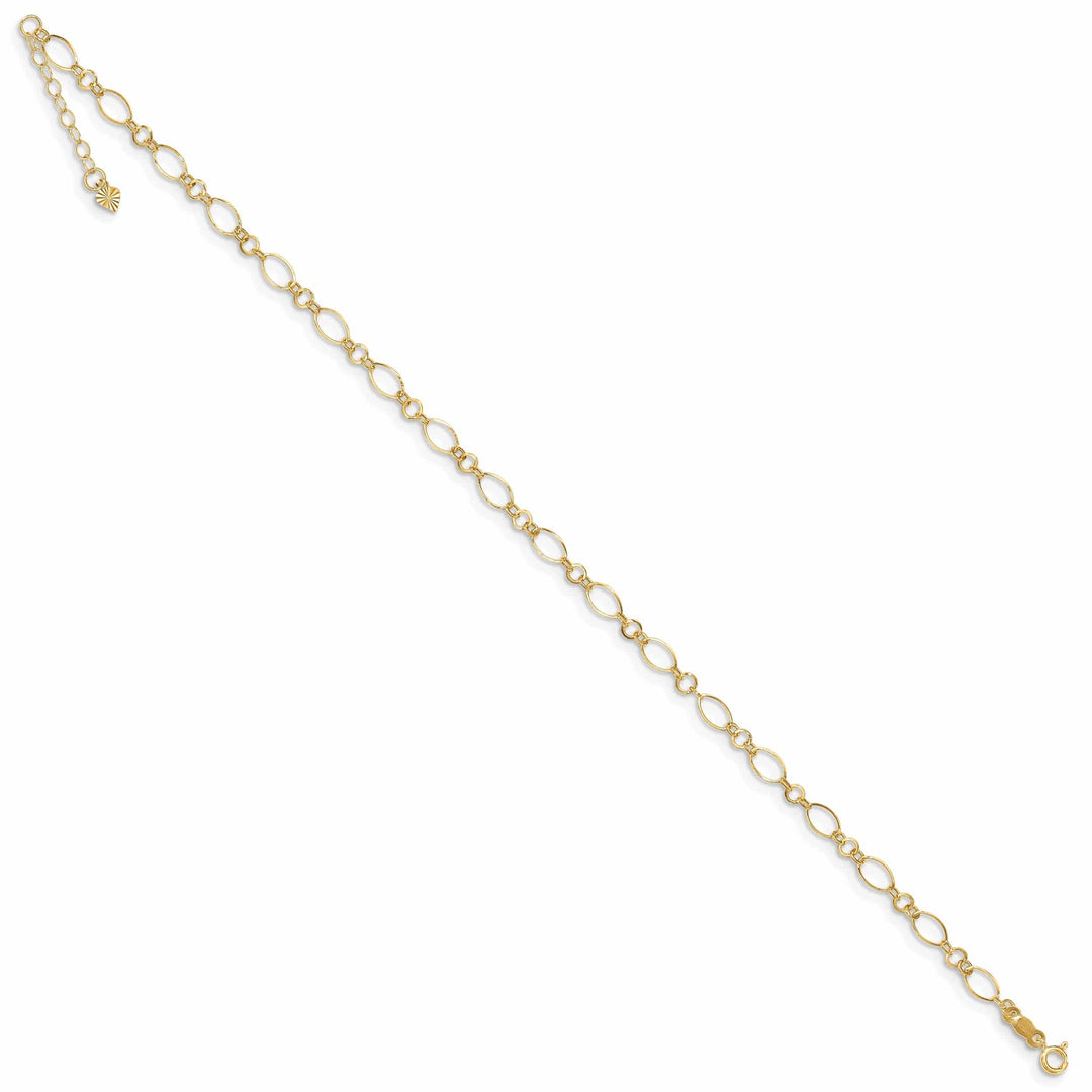14K Yellow Gold Link Design Anklet