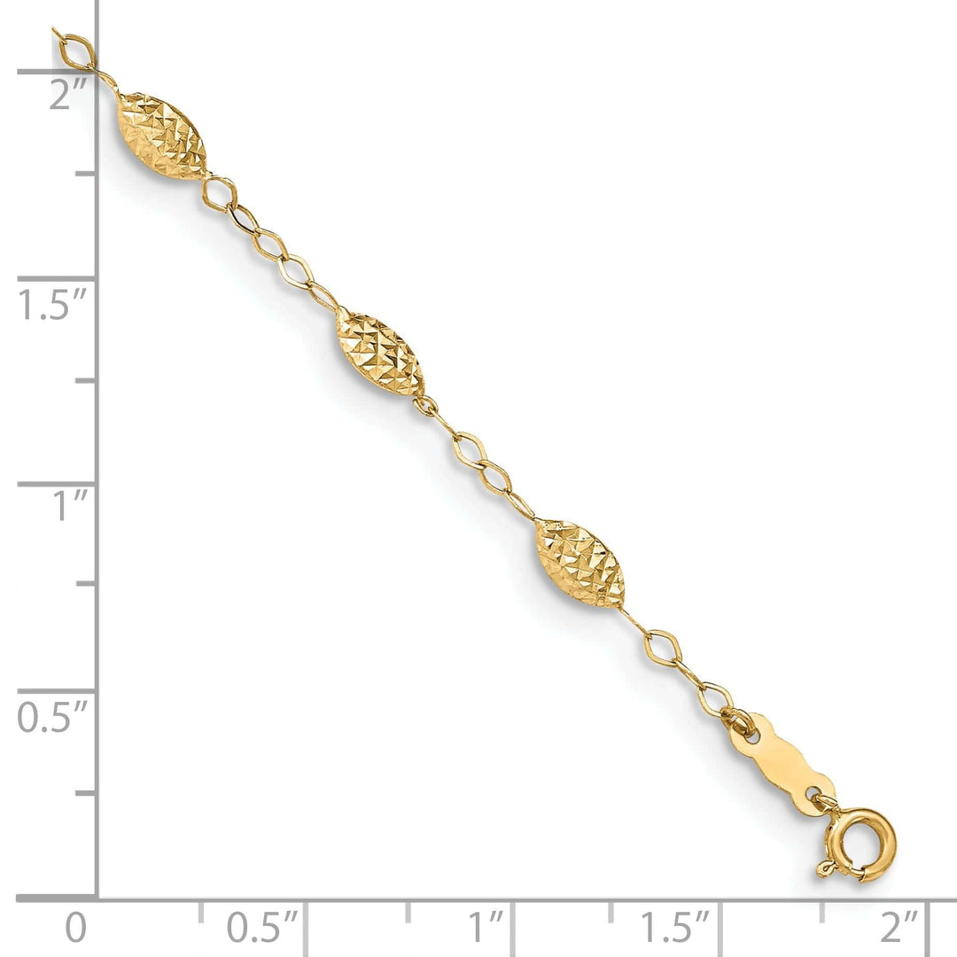 14K Yellow Gold Puff Rice Bead Anklet