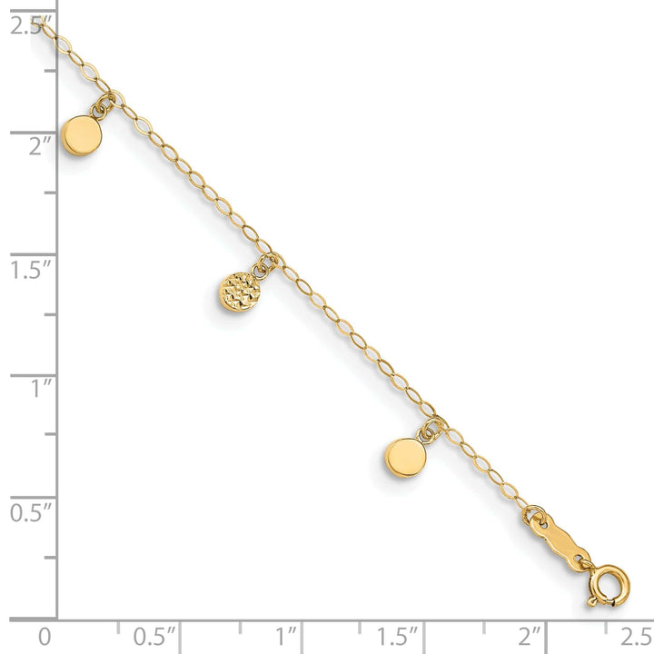 14k Yellow Gold Hollow Dangle Circle Anklet