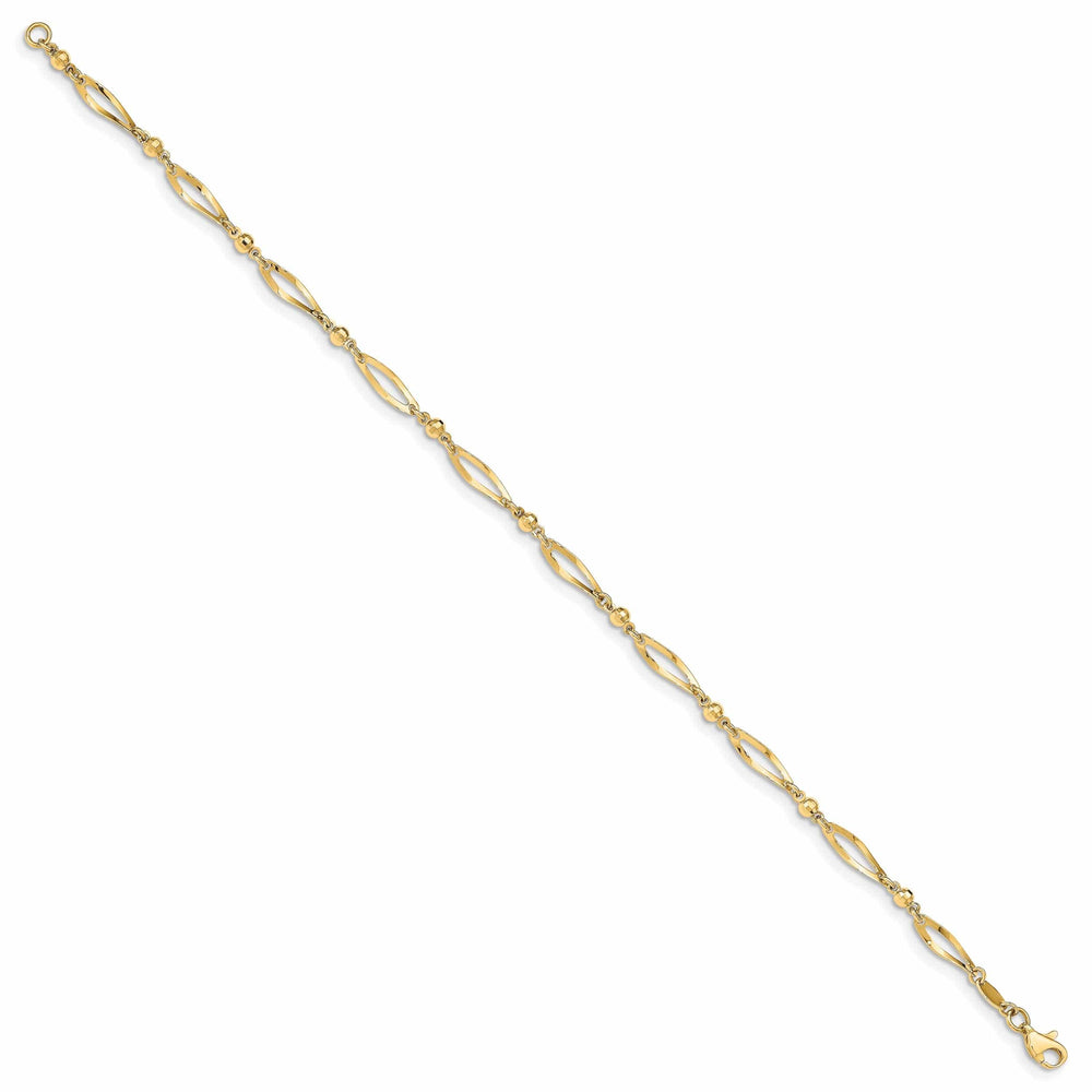 14k Yellow Gold Polished Diamond-Cut Anklet