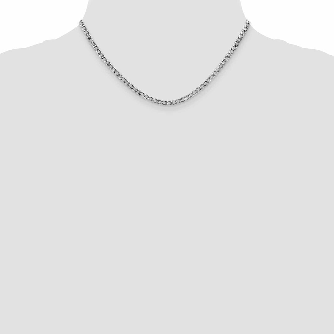 14k White Gold 3.35m Semi Solid Curb Link Chain