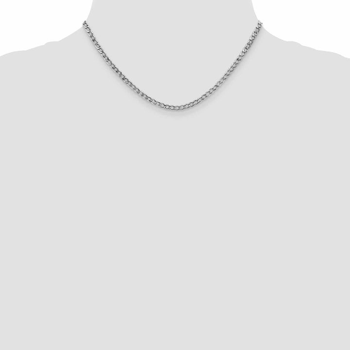 14k White Gold 3.35m Semi Solid Curb Link Chain